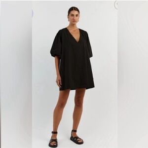 DISSH Black Puff Sleeve Mini Dress
